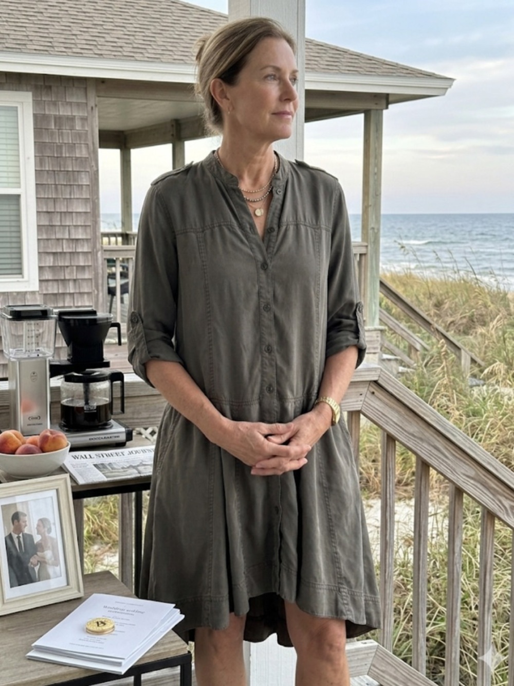 Holding Horses Anthropologie Lyocell Utility Shirt Dress Olive Green Size 8
